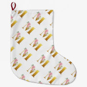 Floral Monogram Letter M Botanical Grote Kerstsok (Voorkant)