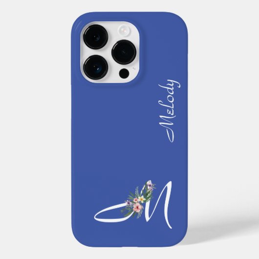 Floral Monogram Letter M Pensioen Gift Case-Mate iPhone Case (Achterkant)