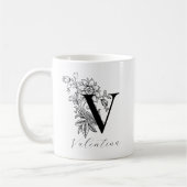  Floral Monogram Letter/Naam Koffie Mok (Links)