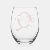 Floral Monogram Letter Q Naam toevoegen Kleur wijz Wijnglas Zonder Voet (Achterkant)