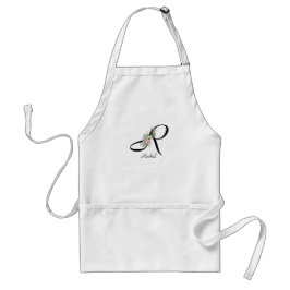 Floral Monogram letter R Retirement Apron Standaard Schort
