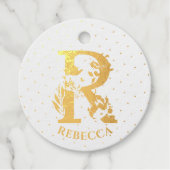 Floral monogram letter R voor Rebecca Bedankjes Labels (Voorkant)