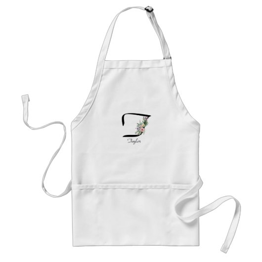 Floral Monogram letter T Retirement Apron Standaard Schort (Voorkant)