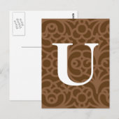 Floral Monogram - letter U Briefkaart (Voorkant / Achterkant)