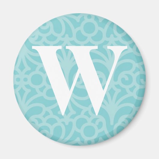  Floral Monogram - letter W Magneet (Voorkant)