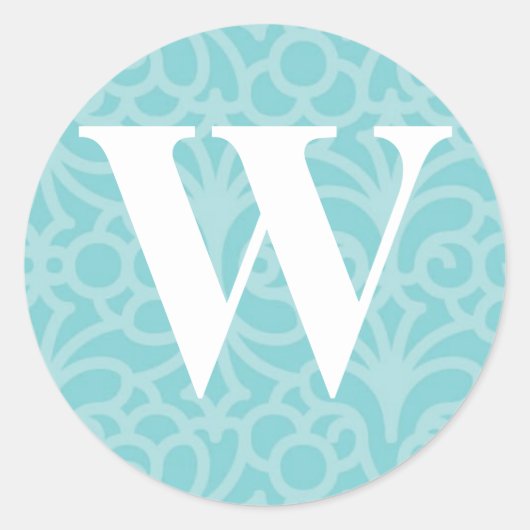  Floral Monogram - letter W Ronde Sticker (Voorkant)