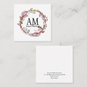  Floral Monogram Lijst herfst Bouw Vierkante Visitekaartje (Voorkant / Achterkant)