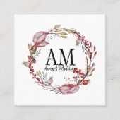  Floral Monogram Lijst herfst Bouw Vierkante Visitekaartje (Voorkant)