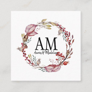  Floral Monogram Lijst herfst Bouw Vierkante Visitekaartje