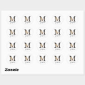 Floral Monogram M Black Gold Flora Ronde Sticker (Vel)