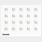 Floral Monogram M Elegant Gold Foliage Ronde Sticker (Vel)