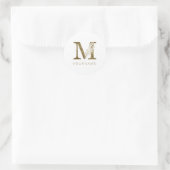 Floral Monogram M Elegant Gold Foliage Ronde Sticker (Tas)