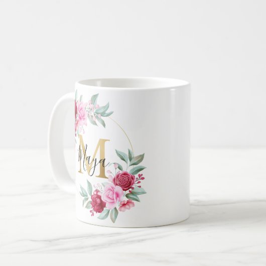 Floral Monogram M Koffiemok (Voorkant links)