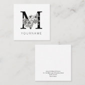 Floral Monogram M Sakura Cherry Blossom Vierkante Visitekaartje (Voorkant / Achterkant)