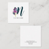 Floral Monogram M Wilde Bloem Burst Vierkante Visitekaartje (Voorkant / Achterkant)