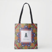 Floral Monogram Mandala Aangepaste naam Tote Bag (Voorkant)