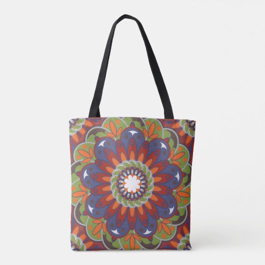 Floral Monogram Mandala Aangepaste naam Tote Bag (Achterkant)