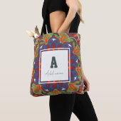 Floral Monogram Mandala Aangepaste naam Tote Bag (Dichtbij)