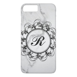 Floral Monogram Marble iPhone 7 Hoesje