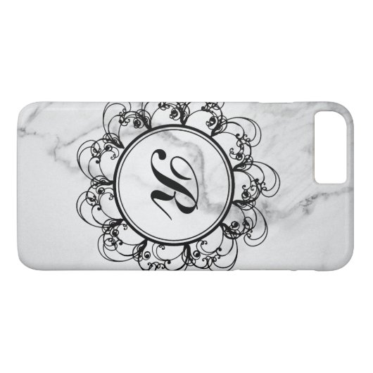 Floral Monogram Marble iPhone 7 Hoesje (Achterkant (Horizontaal))