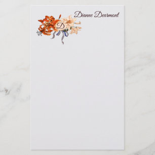 Floral Monogram met uw keuze uit letters Briefpapier