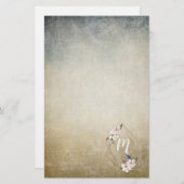 Floral Monogram met vogels Briefpapier (Voorkant / Achterkant)