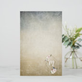 Floral Monogram met vogels Briefpapier (Staand voorkant)