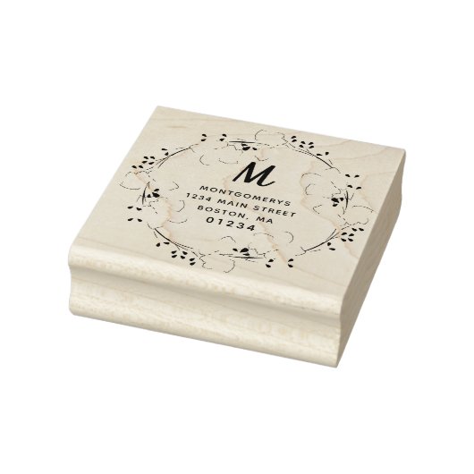 Floral Monogram Modern Script Retouradres Rubberstempel (Stempel)
