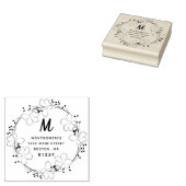 Floral Monogram Modern Script Retouradres Rubberstempel (Gestempeld)