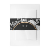 Floral Monogram moderne zwarte en witte Waterverf Uitnodigingen Wikkel (Voorkant Voorbeeld)