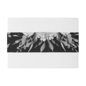 Floral Monogram moderne zwarte en witte Waterverf Uitnodigingen Wikkel (Achterkant Voorbeeld)