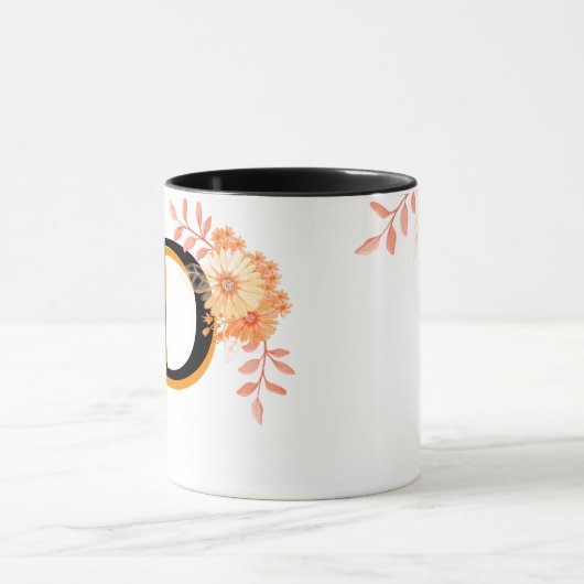 Floral Monogram Mug – Elegant Letter D  Coffee Cup Mok (Midden)