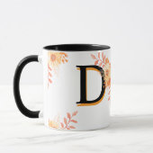 Floral Monogram Mug – Elegant Letter D  Coffee Cup Mok (Links)