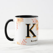 Floral Monogram Mug – Elegant Letter K Coffee Cup Mok (Links)