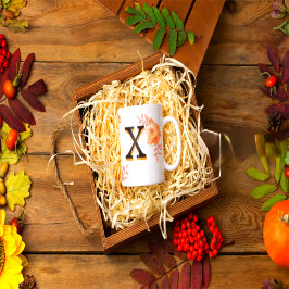 Floral Monogram Mug –Elegant Letter X-writ u name" Mok