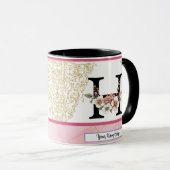 Floral Monogram Mug – Letter H Personalized Gift Mok (Voorkant rechts)