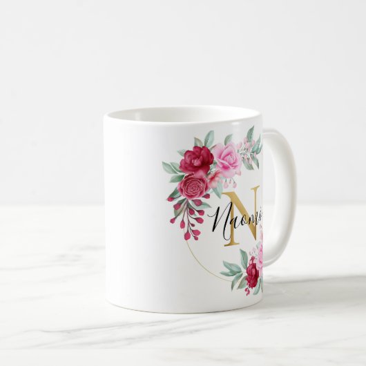 Floral Monogram N Koffiemok (Voorkant rechts)