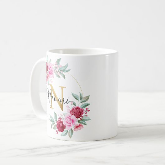 Floral Monogram N Koffiemok (Voorkant links)