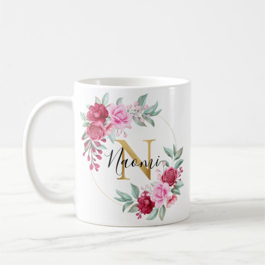 Floral Monogram N Koffiemok (Links)