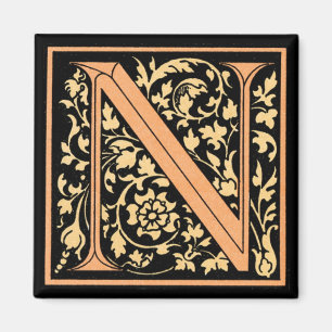 Floral Monogram "N" - Magnet