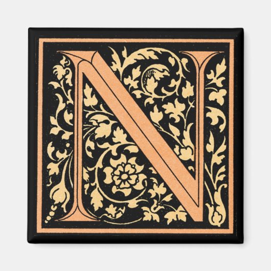 Floral Monogram "N" - Magnet (Voorkant)