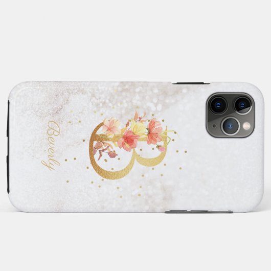 Floral Monogram Naam Initiaal B Letter Personalise Case-Mate iPhone Case (Achterkant (horizontaal))