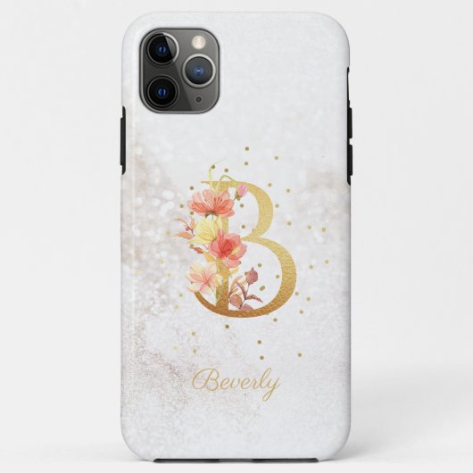 Floral Monogram Naam Initiaal B Letter Personalise Case-Mate iPhone Case (Achterkant)