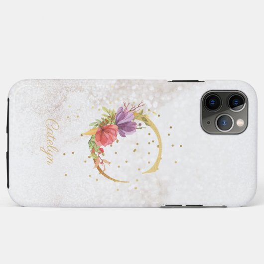 Floral Monogram Naam Initiaal C Letter Personalise Case-Mate iPhone Case (Achterkant (horizontaal))