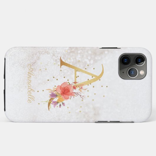 Floral Monogram Naam Initiaal Een letter personali Case-Mate iPhone Case (Achterkant (horizontaal))