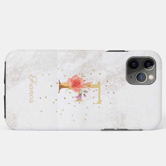 Floral Monogram Naam Initiaal F Letter Personalise Case-Mate iPhone Case (Achterkant (horizontaal))