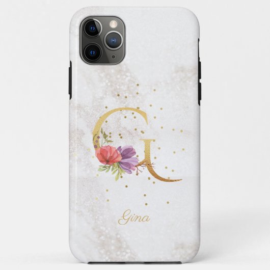 Floral Monogram Naam Initiaal G Letter Personalise Case-Mate iPhone Case (Achterkant)