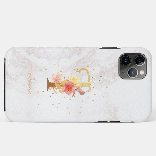 Floral Monogram Naam Initiaal I Letter Personalise Case-Mate iPhone Case (Achterkant (horizontaal))