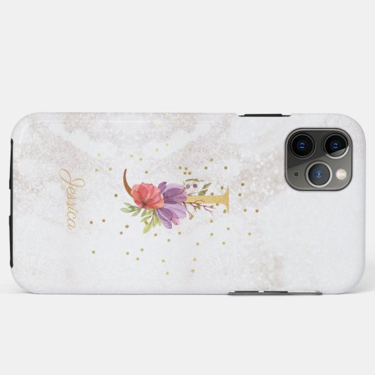 Floral Monogram Naam Initiaal J Letter Personalise Case-Mate iPhone Case (Achterkant (horizontaal))