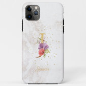 Floral Monogram Naam Initiaal J Letter Personalise Case-Mate iPhone Case (Achterkant)